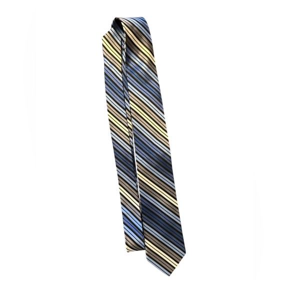 Joseph Feiss Striped Men's Tie 100% silk Blue and White - Picture 1 of 5